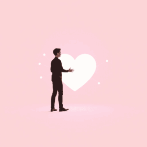 Person stepping away from glowing digital heart with network lines on soft neutral background, symbolizing ending online dating subscription.
