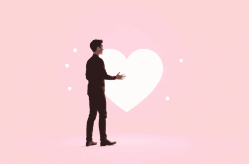 Person stepping away from glowing digital heart with network lines on soft neutral background, symbolizing ending online dating subscription.