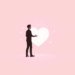 Person stepping away from glowing digital heart with network lines on soft neutral background, symbolizing ending online dating subscription.